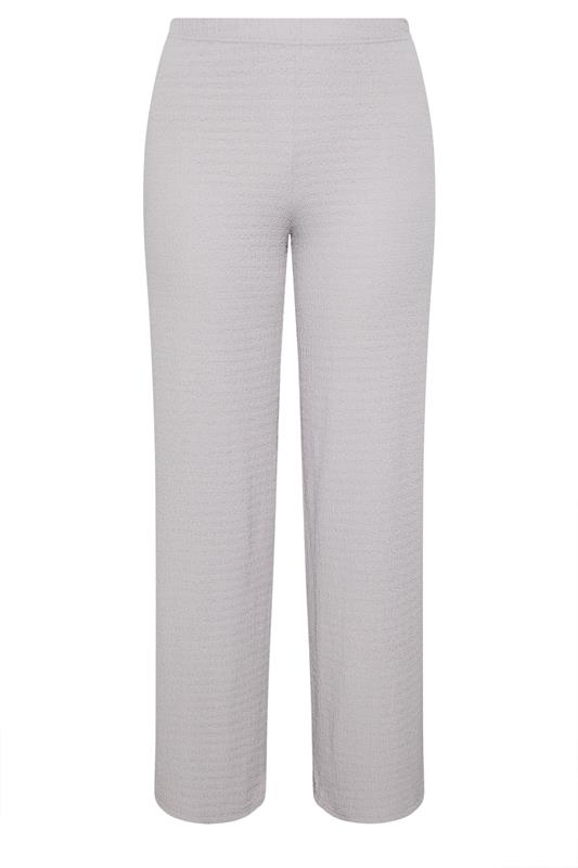 LTS Tall Women's Light Grey Textured Elasticated Wide Leg Trousers | Long Tall Sally 5