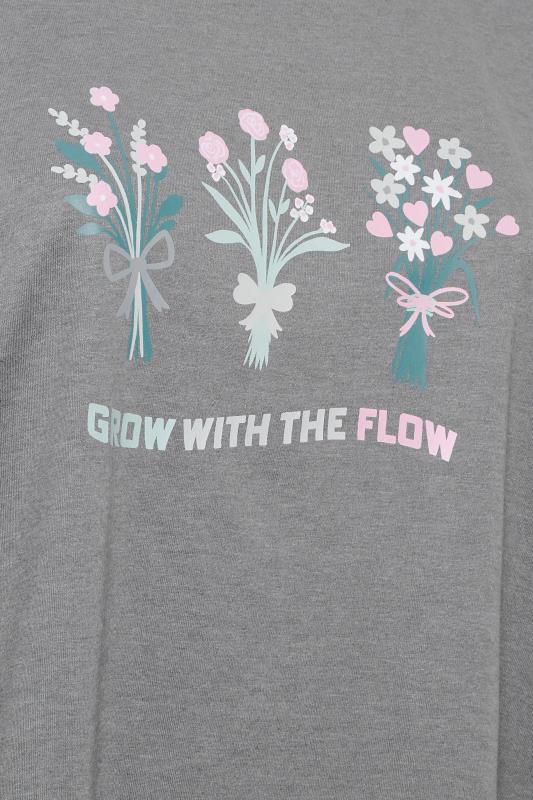 YOURS Curve Grey 'Grow With The Flow' Pyjama Dipped Top | Yours Clothing 6