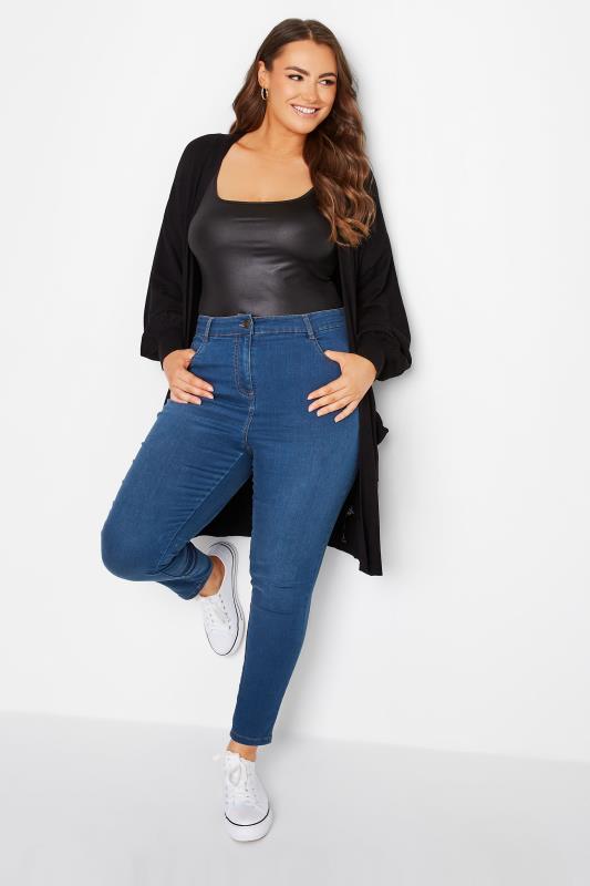 Plus Size Mid Blue Skinny Stretch AVA Jeans | Yours Clothing 3