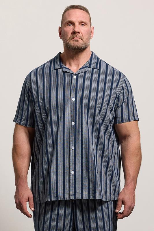 BadRhino Big & Tall Navy Blue & White Stripe Shirt | BadRhino 1