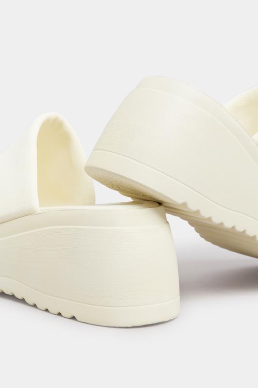 PixieGirl White Wedge Platform Mule Sandals In Standard Fit | PixieGirl 5