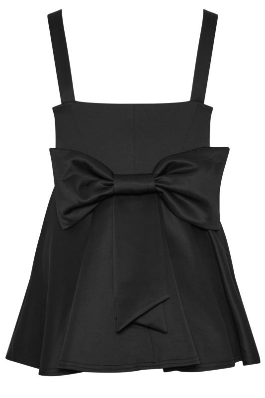 YOURS LONDON Plus Size Black Bow Back Peplum Top | Yours Clothing 6