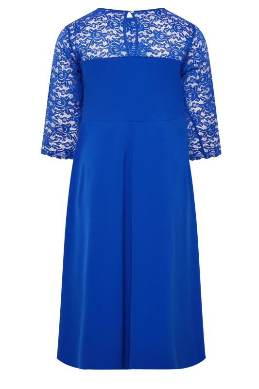 YOURS LONDON Plus Size Curve Royal Blue Lace Sweetheart Midi Dress | Yours Clothing  7