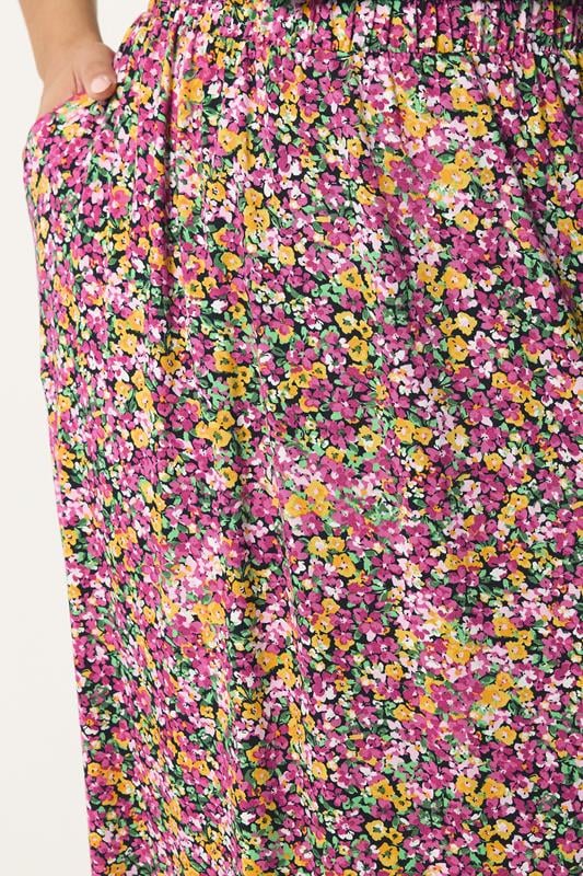 YOURS Plus Size Pink Floral Print Maxi Skirt | Yours Clothing  4