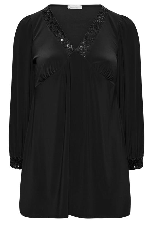 YOURS LONDON Plus Size Black Sequin Trim Top | Yours Clothing 6