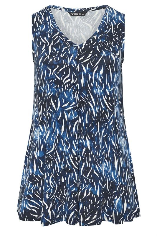 YOURS Plus Size Navy Blue Abstract Pleat Vest Top | Yours Clothing 5