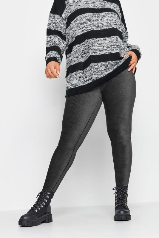 Plus Size  YOURS Curve Charcoal Grey Cord Leggings