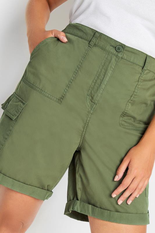 YOURS Plus Size Khaki Green Cargo Chino Shorts | Yours Clothing 4