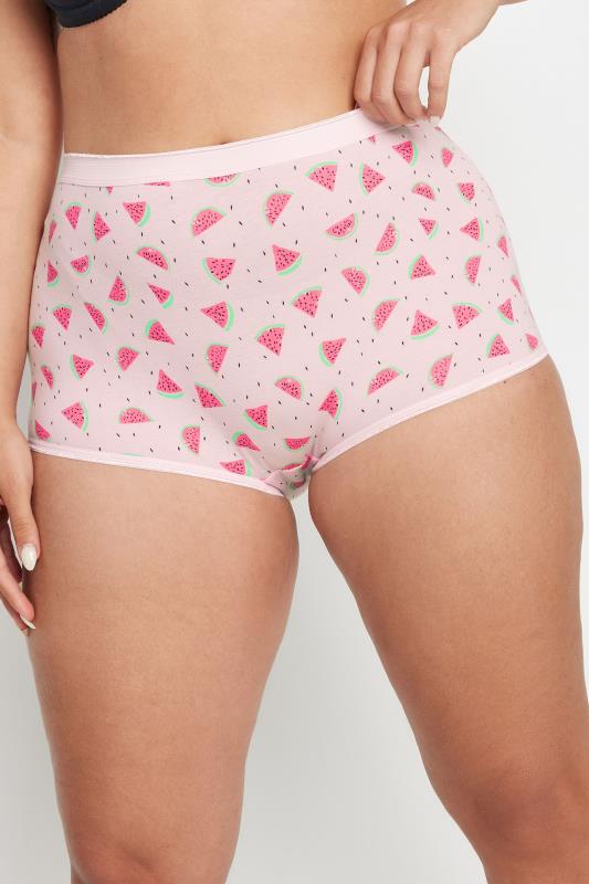 YOURS 5 PACK Curve Pink Watermelon Print High Waisted Shorts | Yours Clothing 2