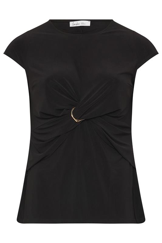 YOURS LONDON Plus Size Black Twist Front Top | Yours Clothing 5