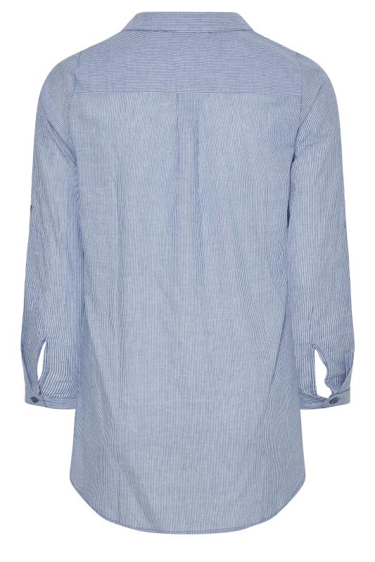 Plus Size Blue Stripe Placket Shirt | Yours Clothing 8