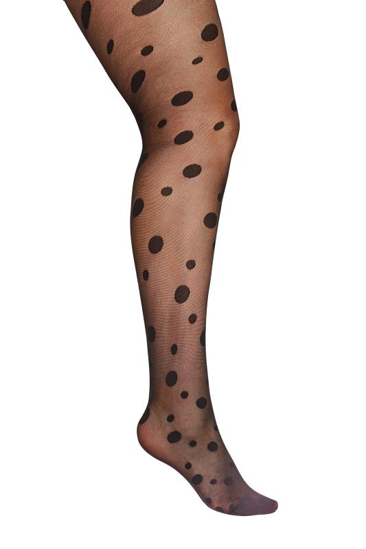 Plus Size Black Polka Dot Print Tights | Yours Clothing  3