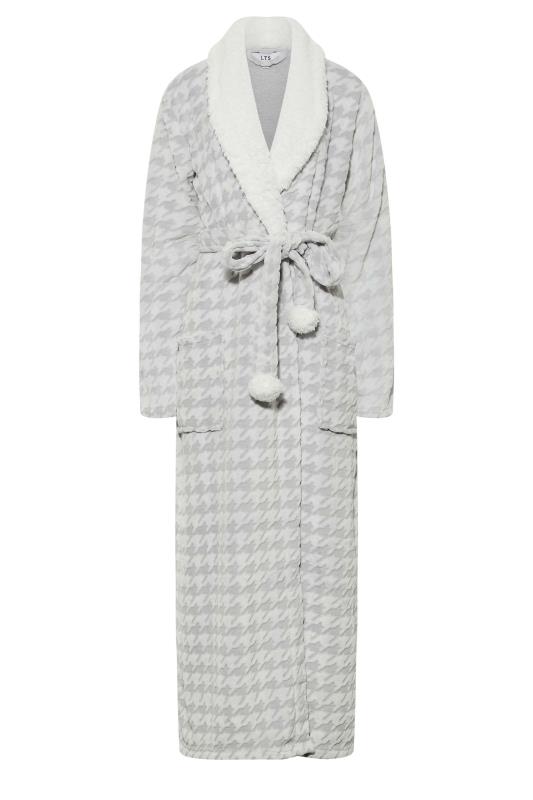 LTS Tall Womens Grey & White Soft Dogtooth Dressing Gown | Long Tall Sally 7
