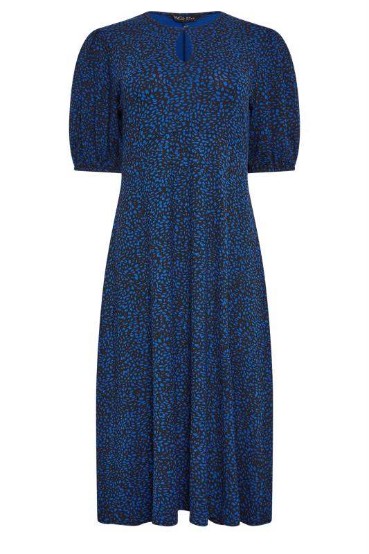 M&Co Petite Cobalt Blue Dalmatian Print Midi Dress | M&Co 7