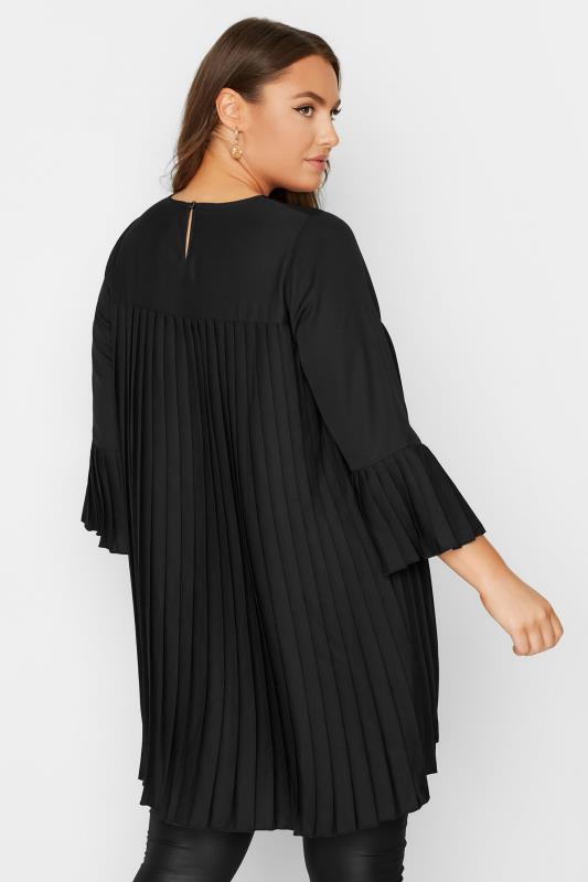 YOURS LONDON Plus Size Black Pleated Tunic Top | Yours Clothing  3