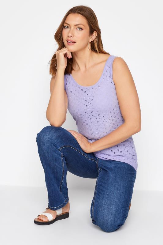 LTS Tall Purple Broderie Anglaise Vest Top 4