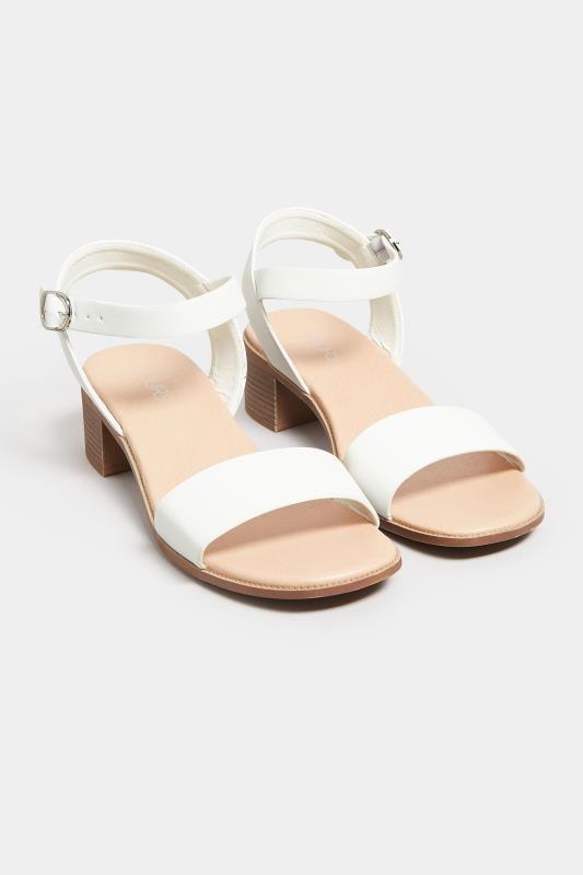 Plus Size White Block Strappy Low Heel Sandals In Extra Wide EEE Fit | Yours Clothing  2