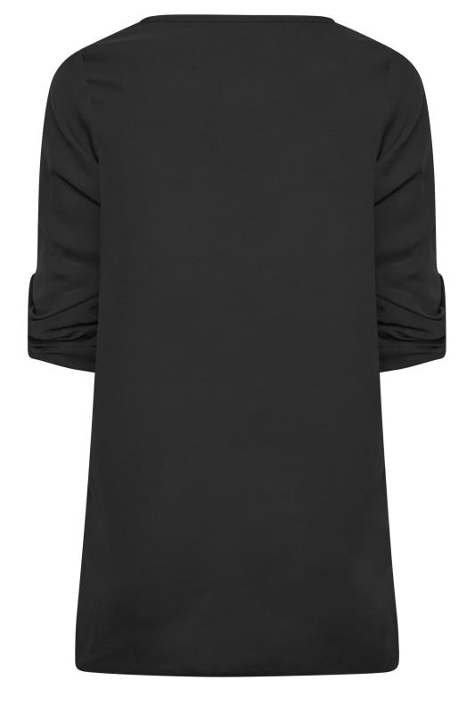 YOURS Plus Size Black Tab Sleeve Blouse | Yours Clothing 7