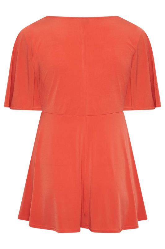 YOURS LONDON Plus Size Orange Tie Front Angel Sleeve Top | Yours Clothing 7