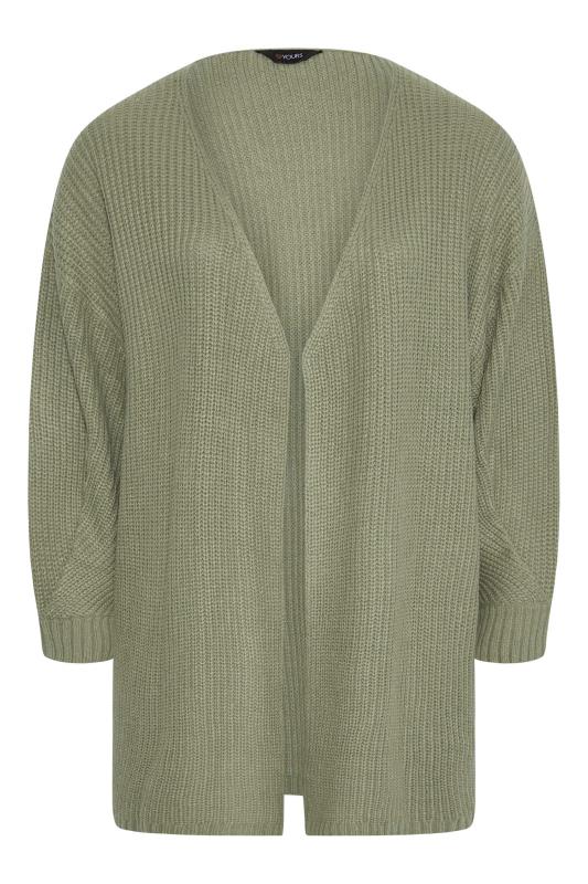 Plus Size Sage Green Pleat Sleeve Knitted Cardigan | Yours Clothing 6
