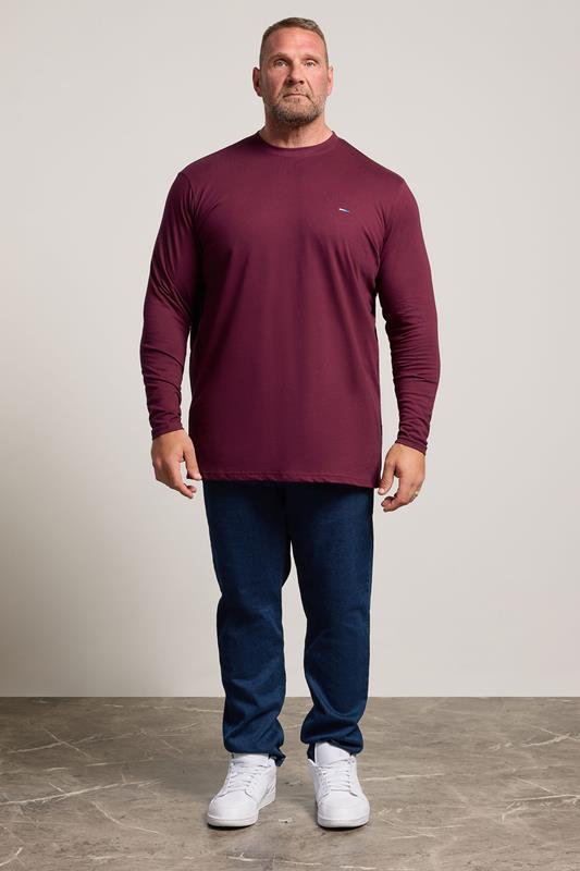 BadRhino Big & Tall Wine Red Extra Long Long Sleeve T-Shirt 1