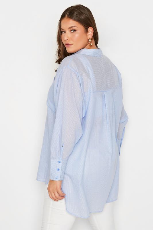 Plus Size Light Blue Pocket Oversized Shirt | Yours Clothing 4