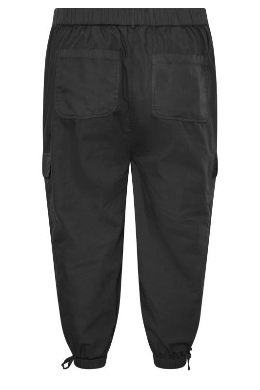 YOURS Curve Plus Size Black Cropped Cargo Trousers | Yours Clothing  6