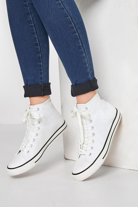 LTS White Canvas High Top Trainers In Standard D Fit 1