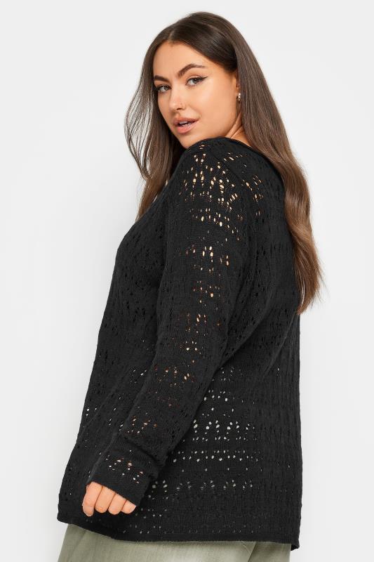 YOURS Plus Size Black Slash Neck Knitted Jumper | Yours Clothing 3