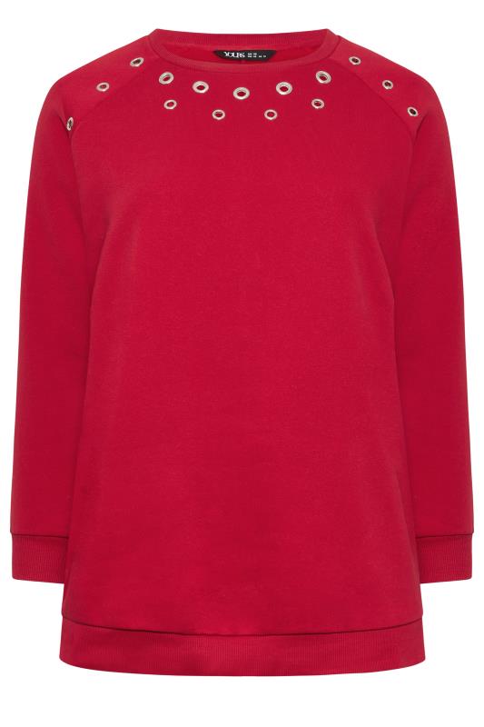 YOURS Curve Red Eyelet Detail Sweatshirt | Yours Clothing 5