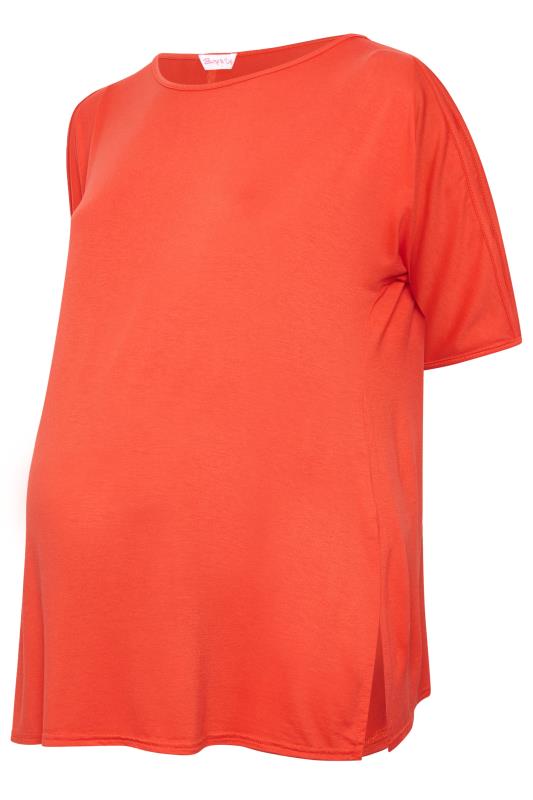 BUMP IT UP MATERNITY Plus Size Orange Cold Shoulder Split Hem Top | Yours Clothing 7