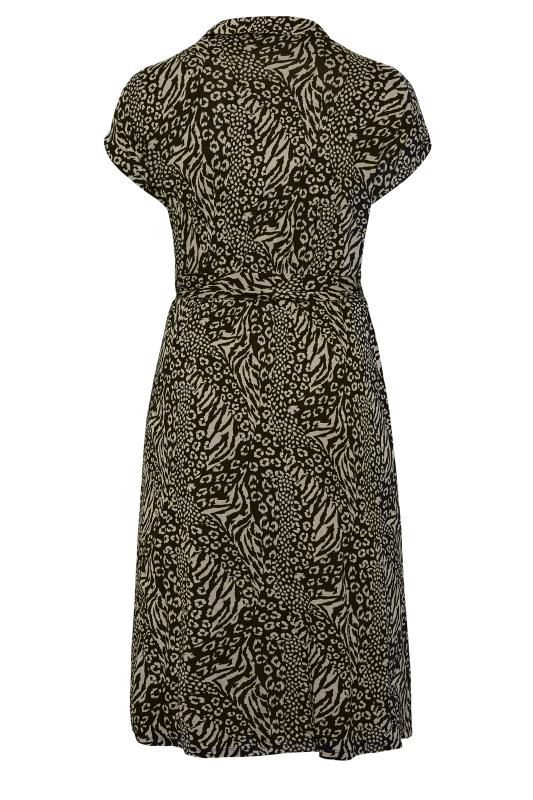 Curve Black & Beige Animal Print Spilt Hem Maxi Shirt Dress 8