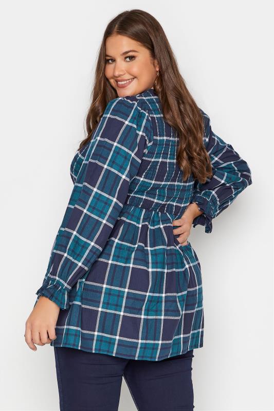 LIMITED COLLECTION Teal Check Balloon Sleeve Top_C.jpg