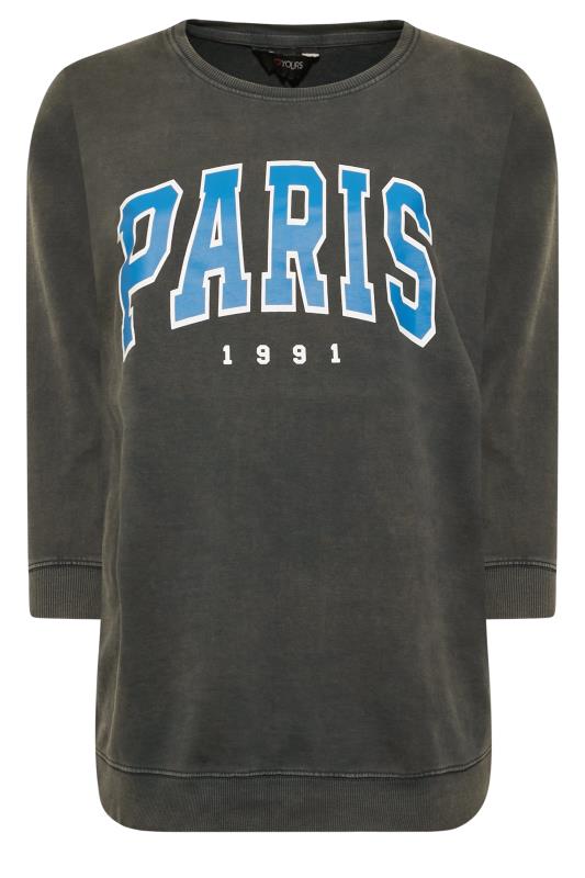 Plus Size Charcoal Grey 'Paris' Slogan Sweatshirt | Yours Clothing 5
