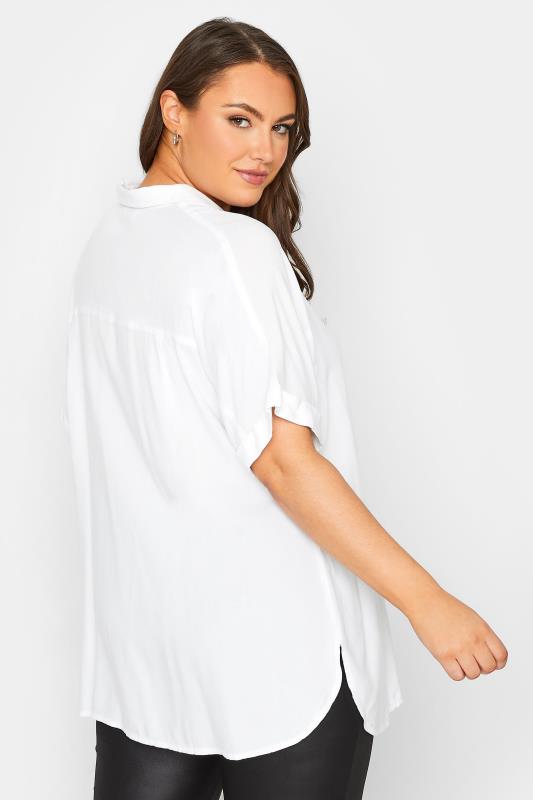 YOURS Curve Plus Size White Short Sleeve Top | Yours Clothing  3