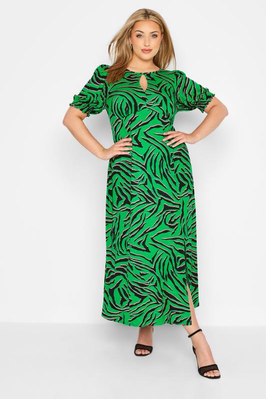 YOURS LONDON Plus Size Green Zebra Print Keyhole Dress | Yours Clothing 2