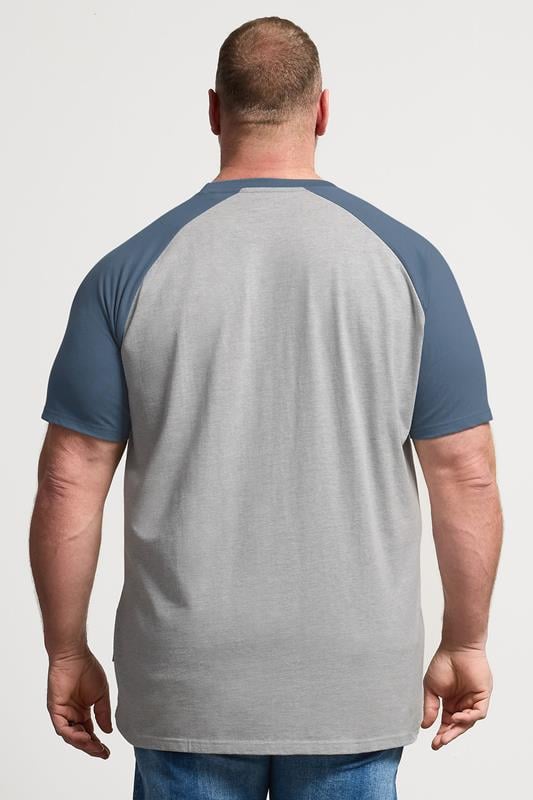 BadRhino Big & Tall Blue & Grey Extra Long Raglan T-Shirt | BadRhino 2