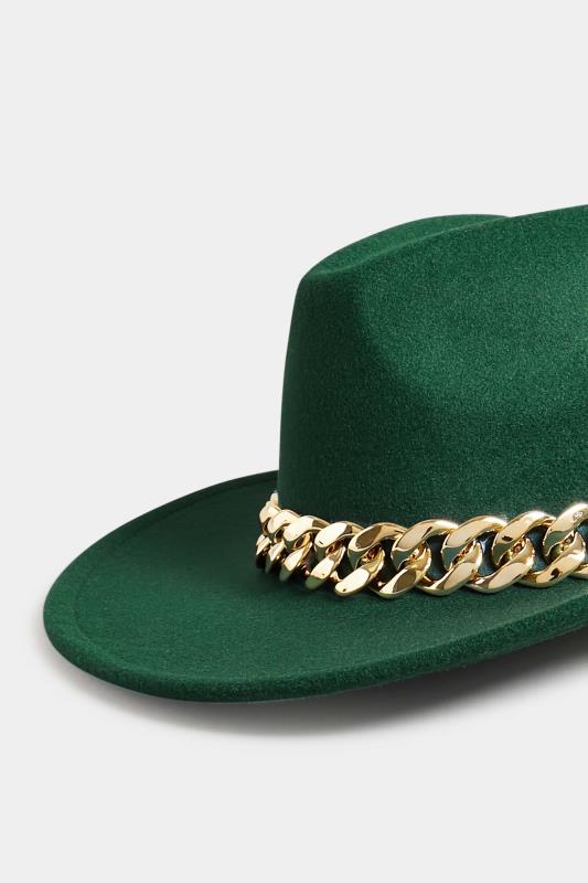 Green Chunky Chain Fedora Hat | Yours Clothing 4