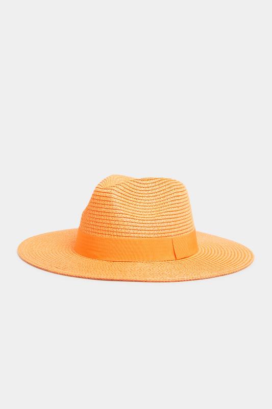 Orange Straw Fedora Hat 1