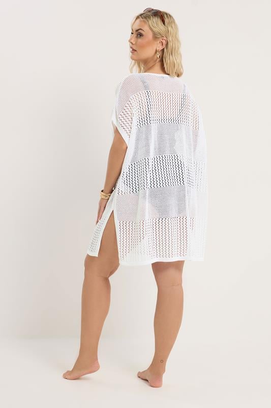 YOURS Plus Size White Throw On Beach Kimono | Yours Clothing 4