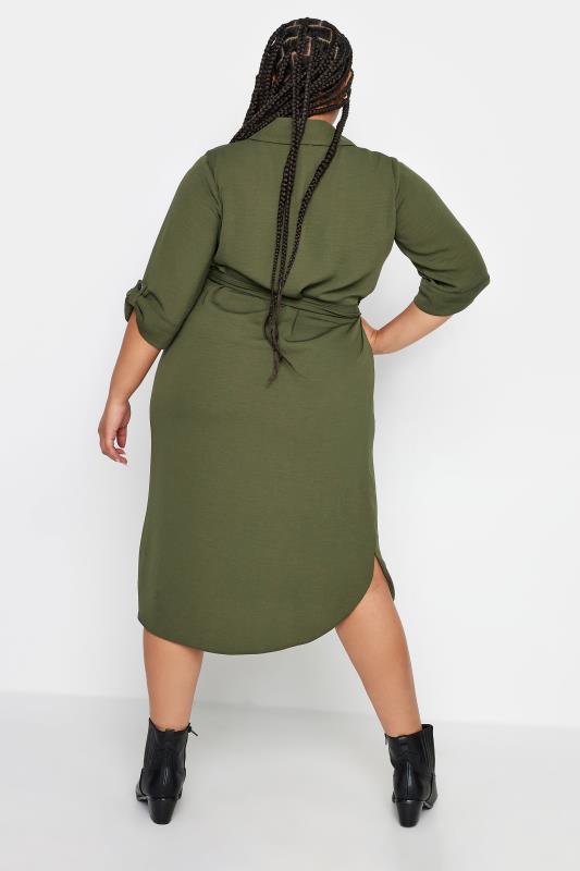 YOURS Plus Size Khaki Green Midi Shirt Dress | Yours Clothing 3