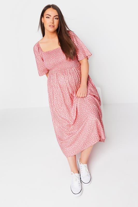 Plus Size  BUMP IT UP MATERNITY Curve Pink Floral Print Midaxi Dress