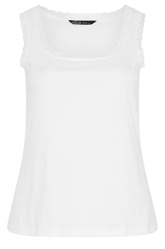 LIMITED COLLECTION Plus Size White Lace Trim Vest Top | Yours Clothing 5