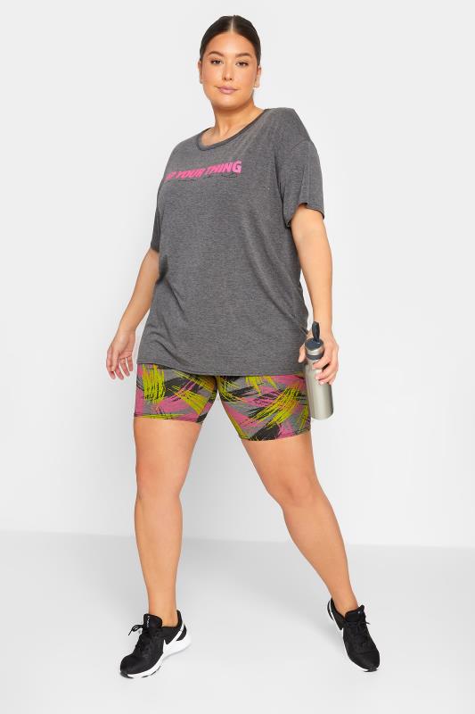 YOURS ACTIVE Plus Size Grey Slash Print Cycling Shorts | Yours Clothing 4