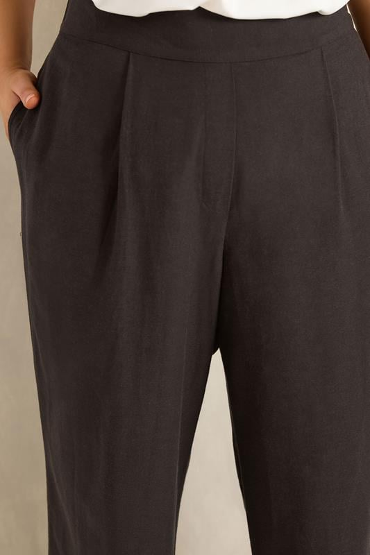 EVANS Plus Size Chocolate Brown Tailored Linen Trousers | Evans 5