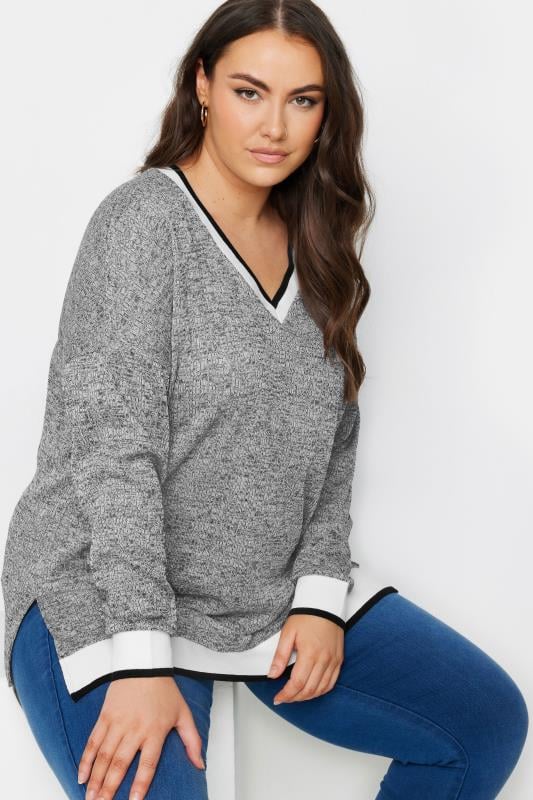 YOURS Plus Size Curve Grey Cable Knit Sweatshirt | Yours Clothing 4