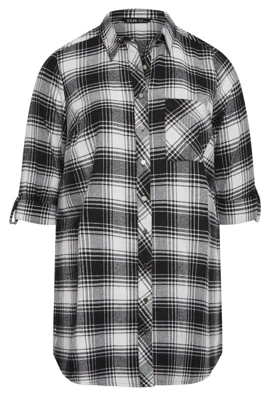 YOURS Plus Size Black Check Print Boyfriend Shirt | Yours Clothing 8