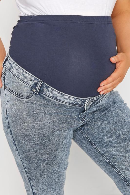 BUMP IT UP MATERNITY Plus Size Bleach Blue Mom Jeans | Yours Clothing  3