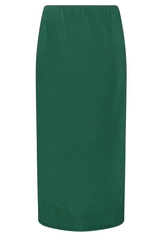 YOURS LONDON Plus Size Forest Green Slinky Maxi Skirt | Yours Clothing 5
