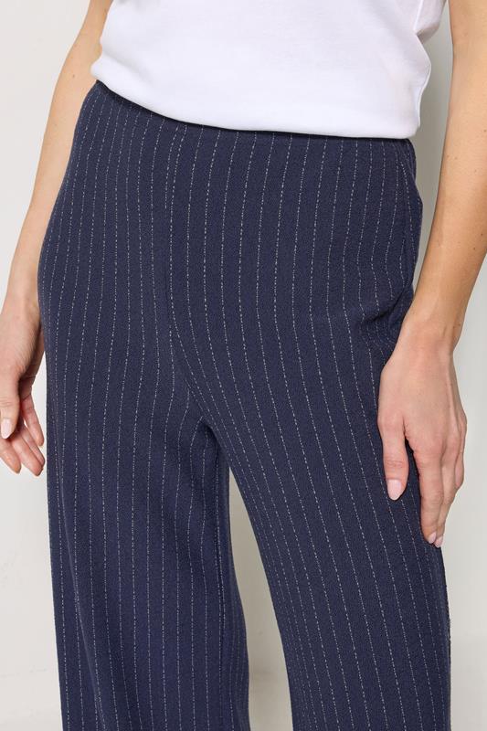 M&Co Navy Blue Pinstripe Wide Leg Trousers | M&Co 4